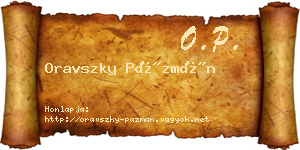 Oravszky Pázmán névjegykártya
